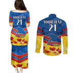 Custom Adelaide Crows Football Couples Matching Puletasi and Long Sleeve Button Shirt ANZAC Lest We Forget