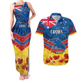 Custom Adelaide Crows Football Couples Matching Tank Maxi Dress and Hawaiian Shirt ANZAC Lest We Forget