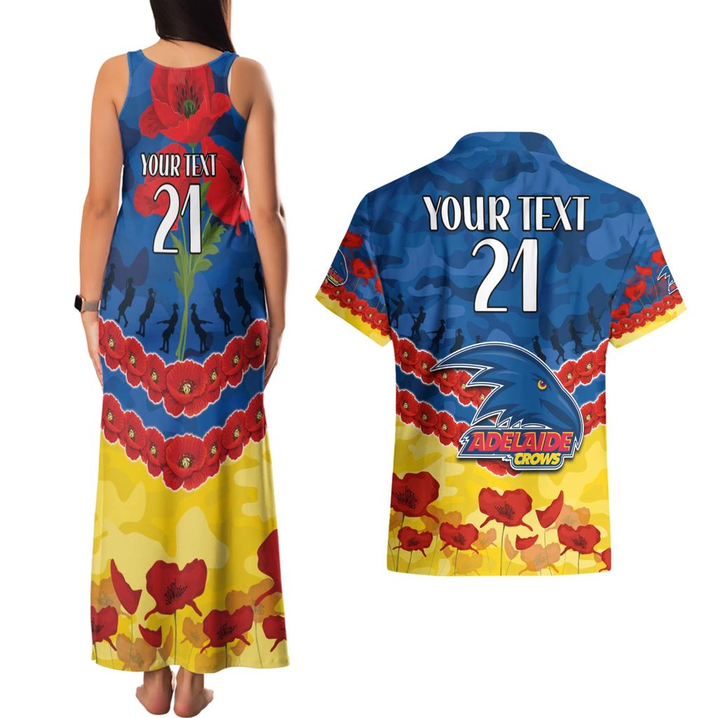 Custom Adelaide Crows Football Couples Matching Tank Maxi Dress and Hawaiian Shirt ANZAC Lest We Forget