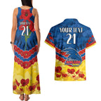 Custom Adelaide Crows Football Couples Matching Tank Maxi Dress and Hawaiian Shirt ANZAC Lest We Forget