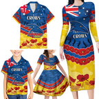 Custom Adelaide Crows Football Family Matching Long Sleeve Bodycon Dress and Hawaiian Shirt ANZAC Lest We Forget