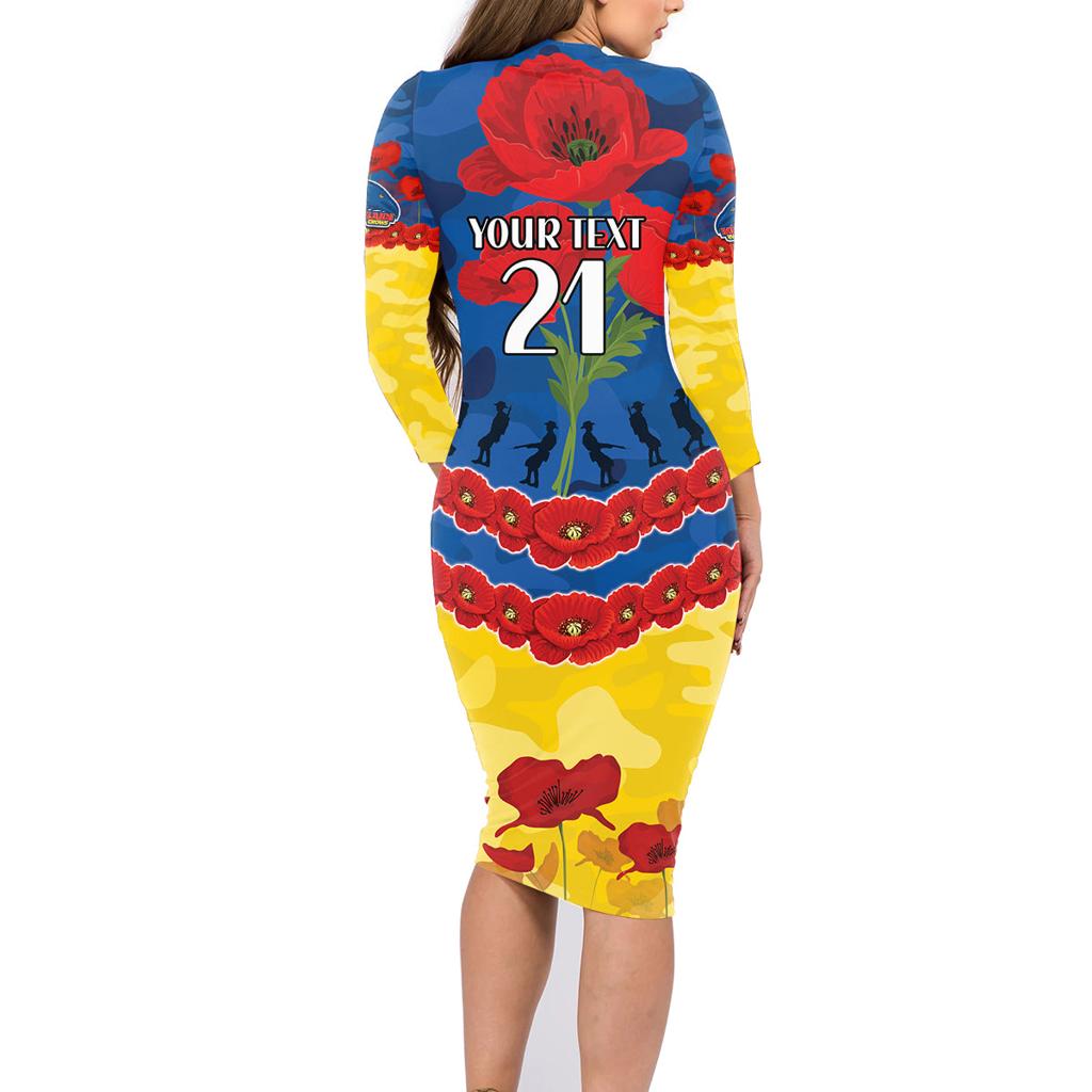 Custom Adelaide Crows Football Family Matching Long Sleeve Bodycon Dress and Hawaiian Shirt ANZAC Lest We Forget