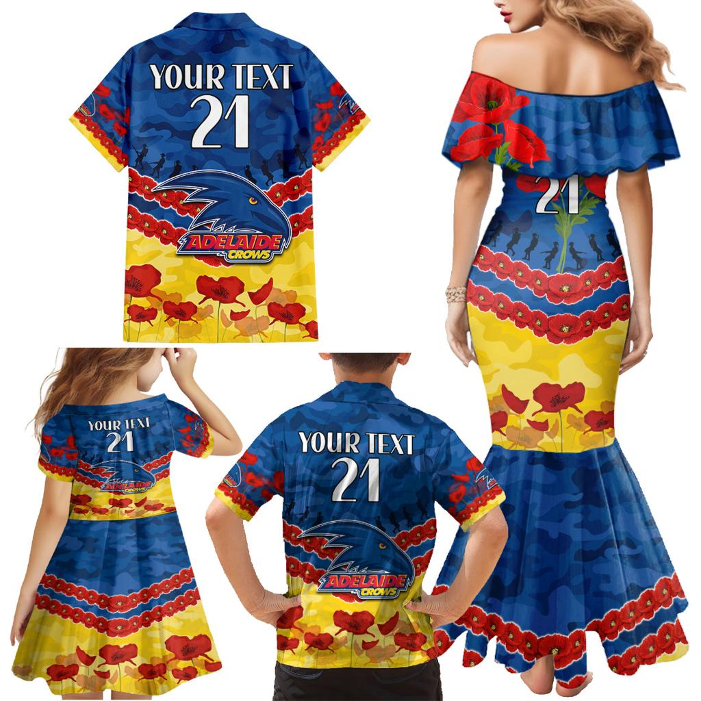 Custom Adelaide Crows Football Family Matching Mermaid Dress and Hawaiian Shirt ANZAC Lest We Forget