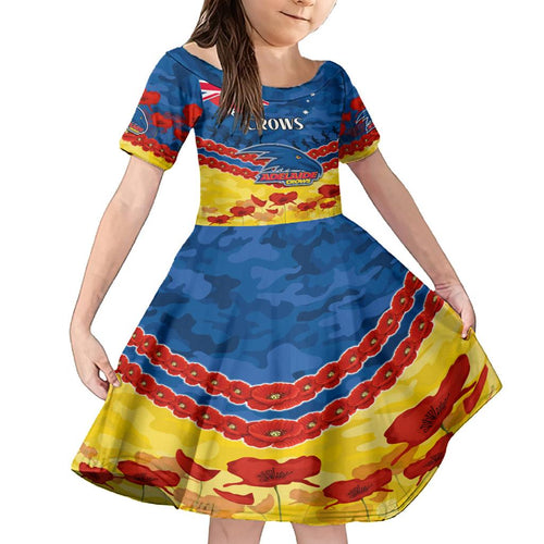Custom Adelaide Crows Football Family Matching Off The Shoulder Long Sleeve Dress and Hawaiian Shirt ANZAC Lest We Forget