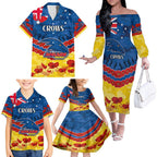 Custom Adelaide Crows Football Family Matching Off The Shoulder Long Sleeve Dress and Hawaiian Shirt ANZAC Lest We Forget