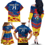 Custom Adelaide Crows Football Family Matching Off The Shoulder Long Sleeve Dress and Hawaiian Shirt ANZAC Lest We Forget