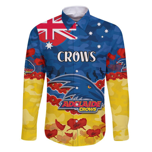 Custom Adelaide Crows Football Family Matching Off Shoulder Maxi Dress and Hawaiian Shirt ANZAC Lest We Forget