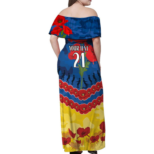 Custom Adelaide Crows Football Family Matching Off Shoulder Maxi Dress and Hawaiian Shirt ANZAC Lest We Forget