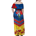 Custom Adelaide Crows Football Family Matching Off Shoulder Maxi Dress and Hawaiian Shirt ANZAC Lest We Forget