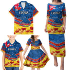 Custom Adelaide Crows Football Family Matching Puletasi and Hawaiian Shirt ANZAC Lest We Forget