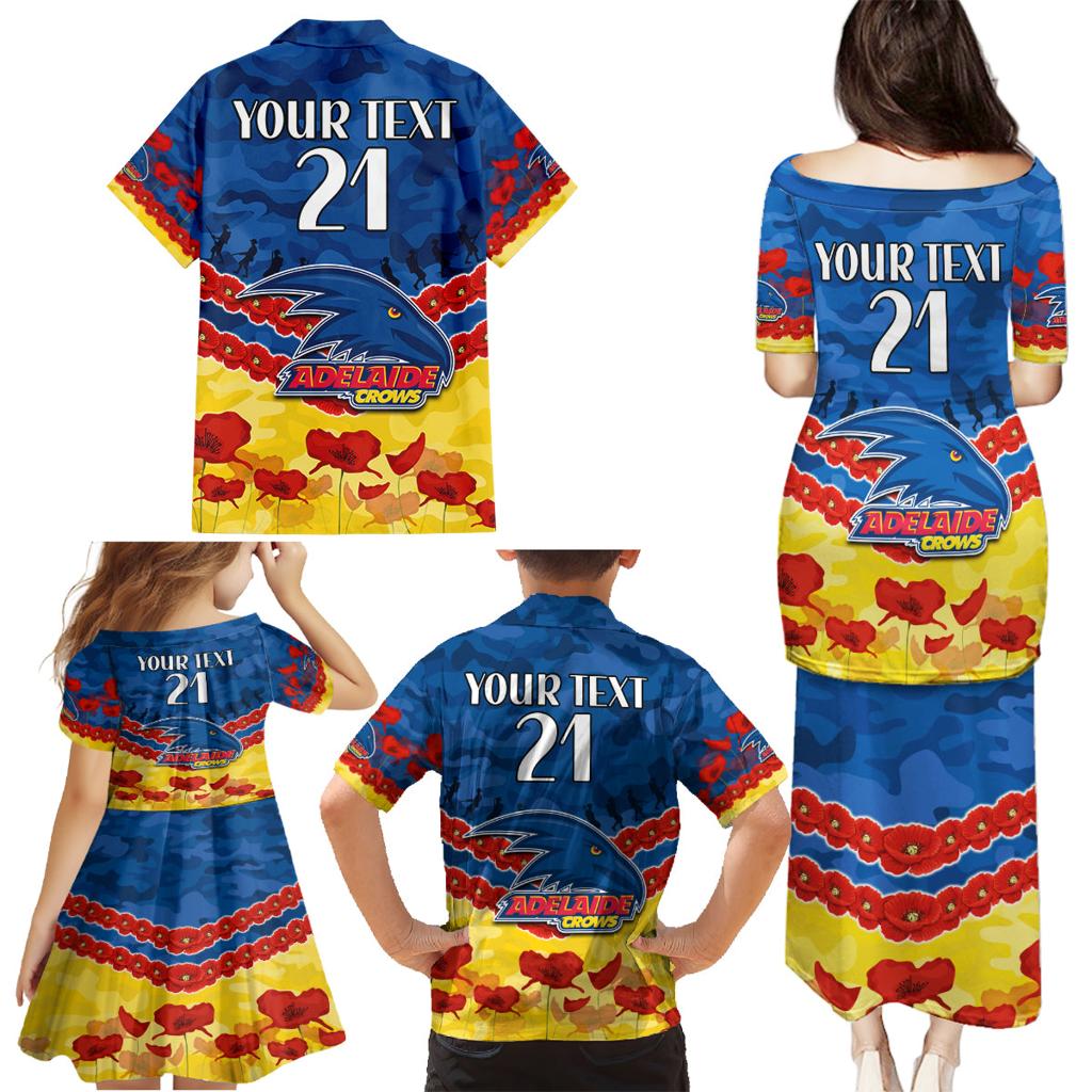 Custom Adelaide Crows Football Family Matching Puletasi and Hawaiian Shirt ANZAC Lest We Forget