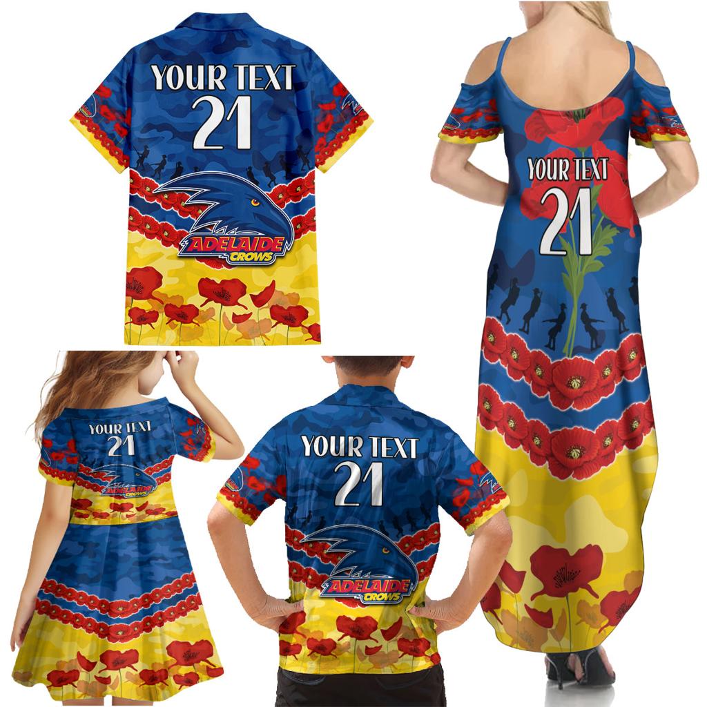 Custom Adelaide Crows Football Family Matching Summer Maxi Dress and Hawaiian Shirt ANZAC Lest We Forget