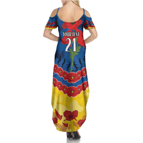 Custom Adelaide Crows Football Family Matching Summer Maxi Dress and Hawaiian Shirt ANZAC Lest We Forget