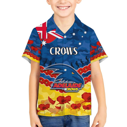 Custom Adelaide Crows Football Family Matching Summer Maxi Dress and Hawaiian Shirt ANZAC Lest We Forget