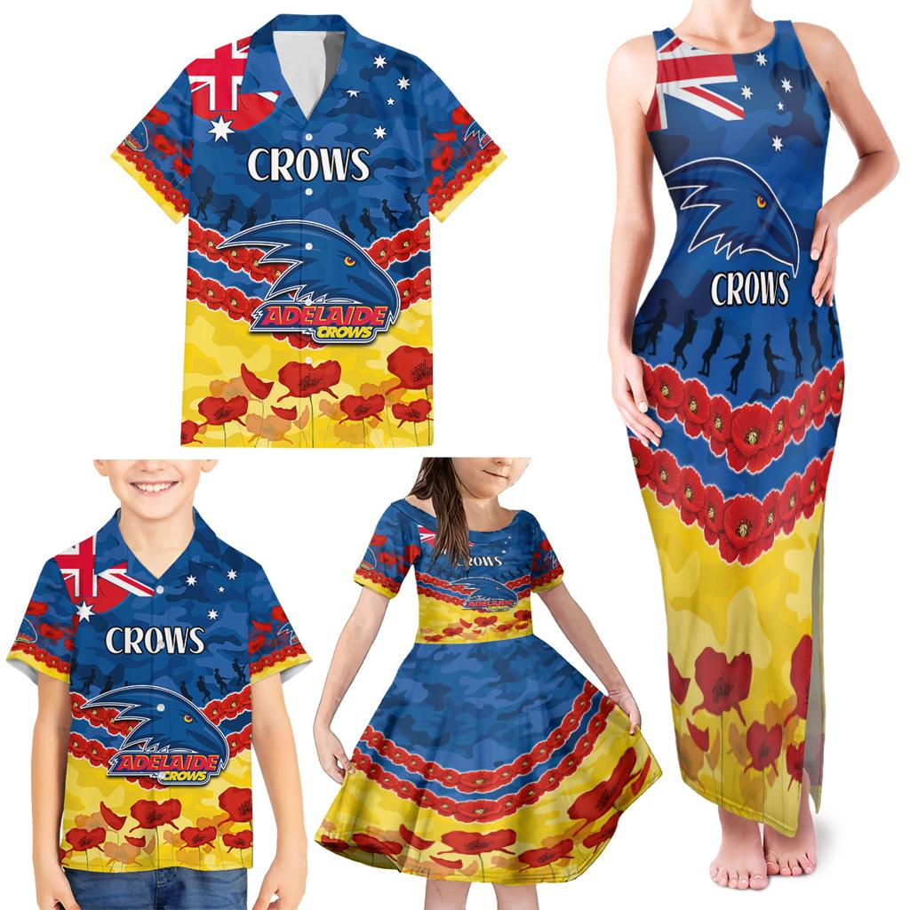 Custom Adelaide Crows Football Family Matching Tank Maxi Dress and Hawaiian Shirt ANZAC Lest We Forget