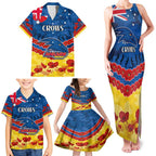 Custom Adelaide Crows Football Family Matching Tank Maxi Dress and Hawaiian Shirt ANZAC Lest We Forget