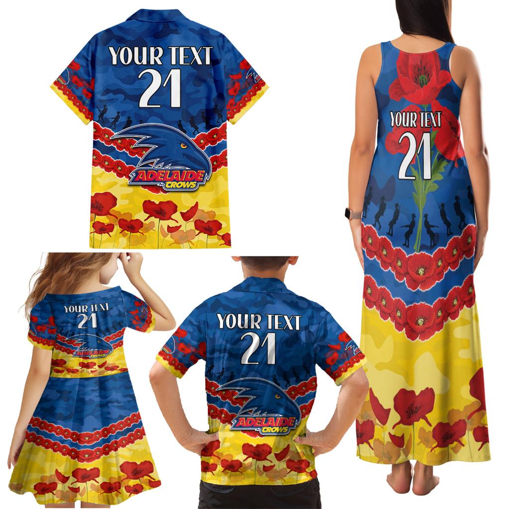 Custom Adelaide Crows Football Family Matching Tank Maxi Dress and Hawaiian Shirt ANZAC Lest We Forget