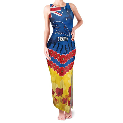 Custom Adelaide Crows Football Family Matching Tank Maxi Dress and Hawaiian Shirt ANZAC Lest We Forget