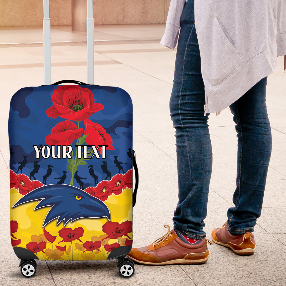 Custom Adelaide Crows Football Luggage Cover ANZAC Lest We Forget