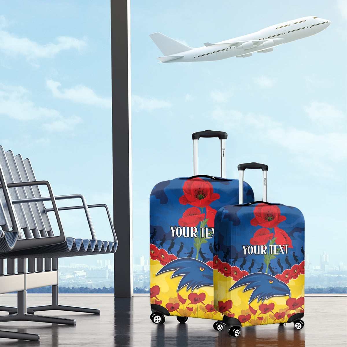 Custom Adelaide Crows Football Luggage Cover ANZAC Lest We Forget