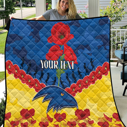 Custom Adelaide Crows Football Quilt ANZAC Lest We Forget