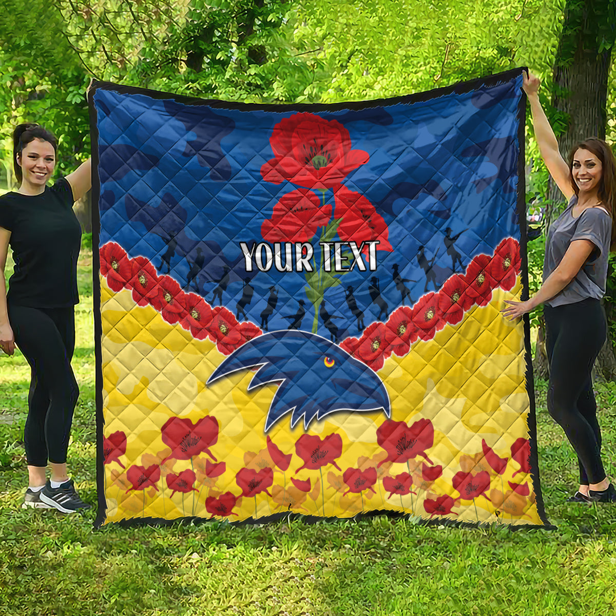 Custom Adelaide Crows Football Quilt ANZAC Lest We Forget