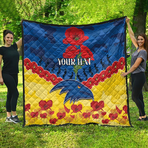 Custom Adelaide Crows Football Quilt ANZAC Lest We Forget