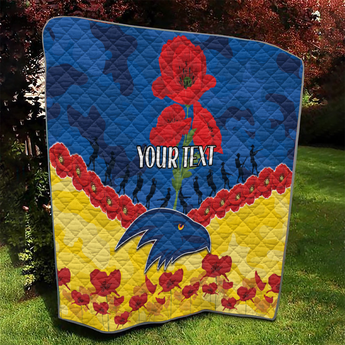 Custom Adelaide Crows Football Quilt ANZAC Lest We Forget