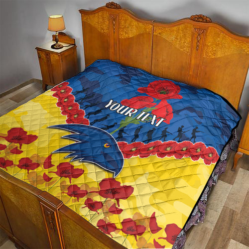 Custom Adelaide Crows Football Quilt ANZAC Lest We Forget