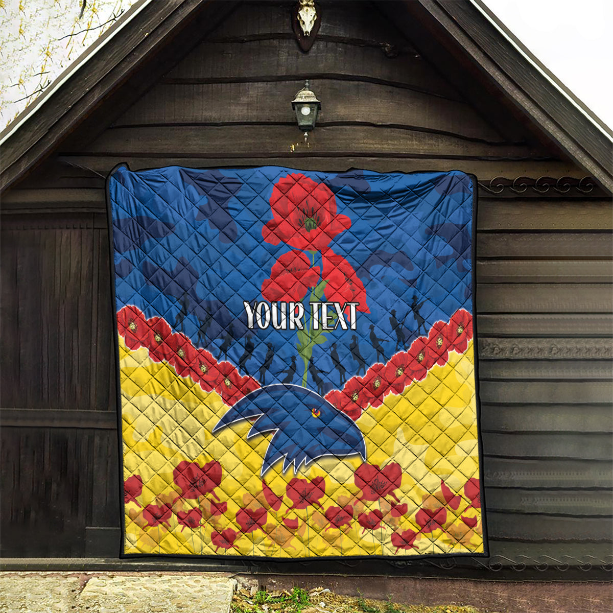 Custom Adelaide Crows Football Quilt ANZAC Lest We Forget