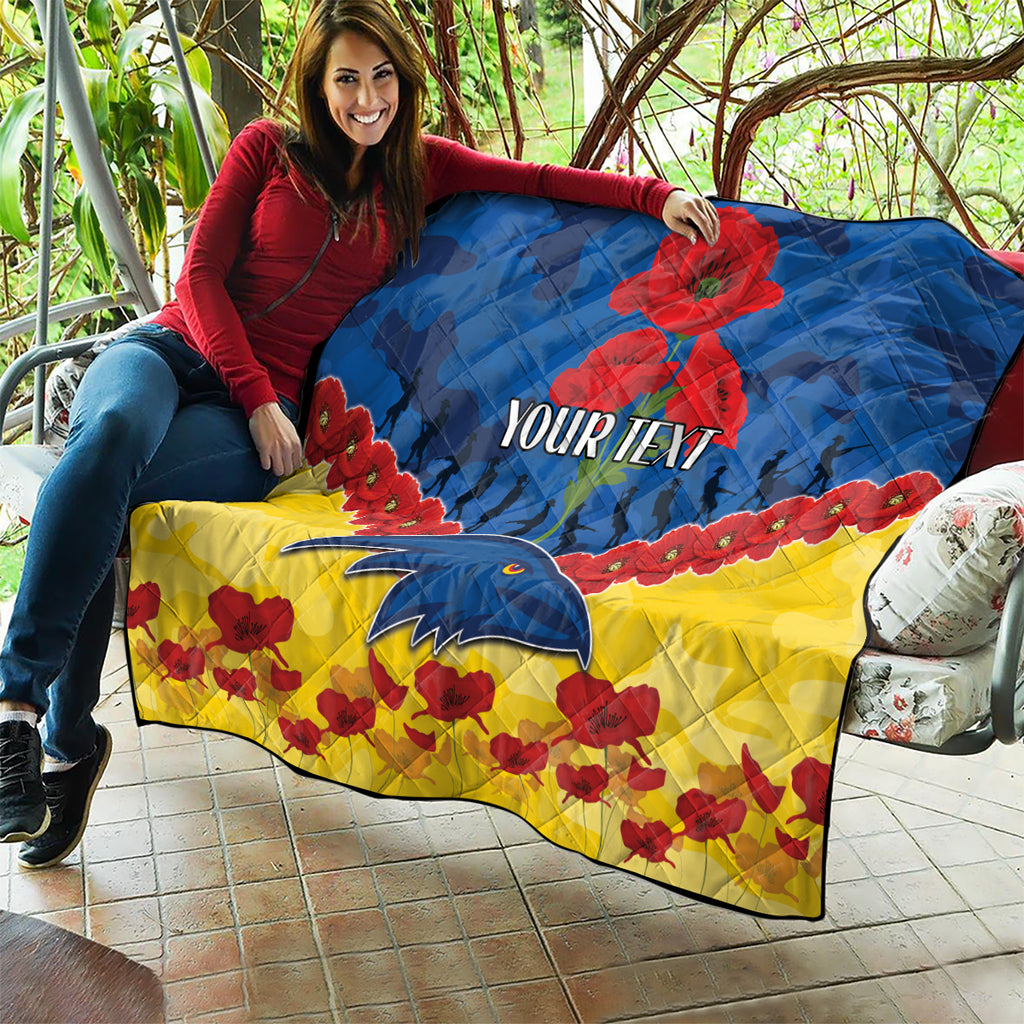 Custom Adelaide Crows Football Quilt ANZAC Lest We Forget