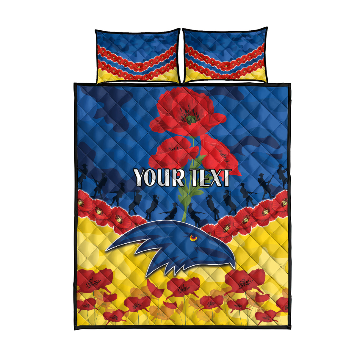 Custom Adelaide Crows Football Quilt Bed Set ANZAC Lest We Forget