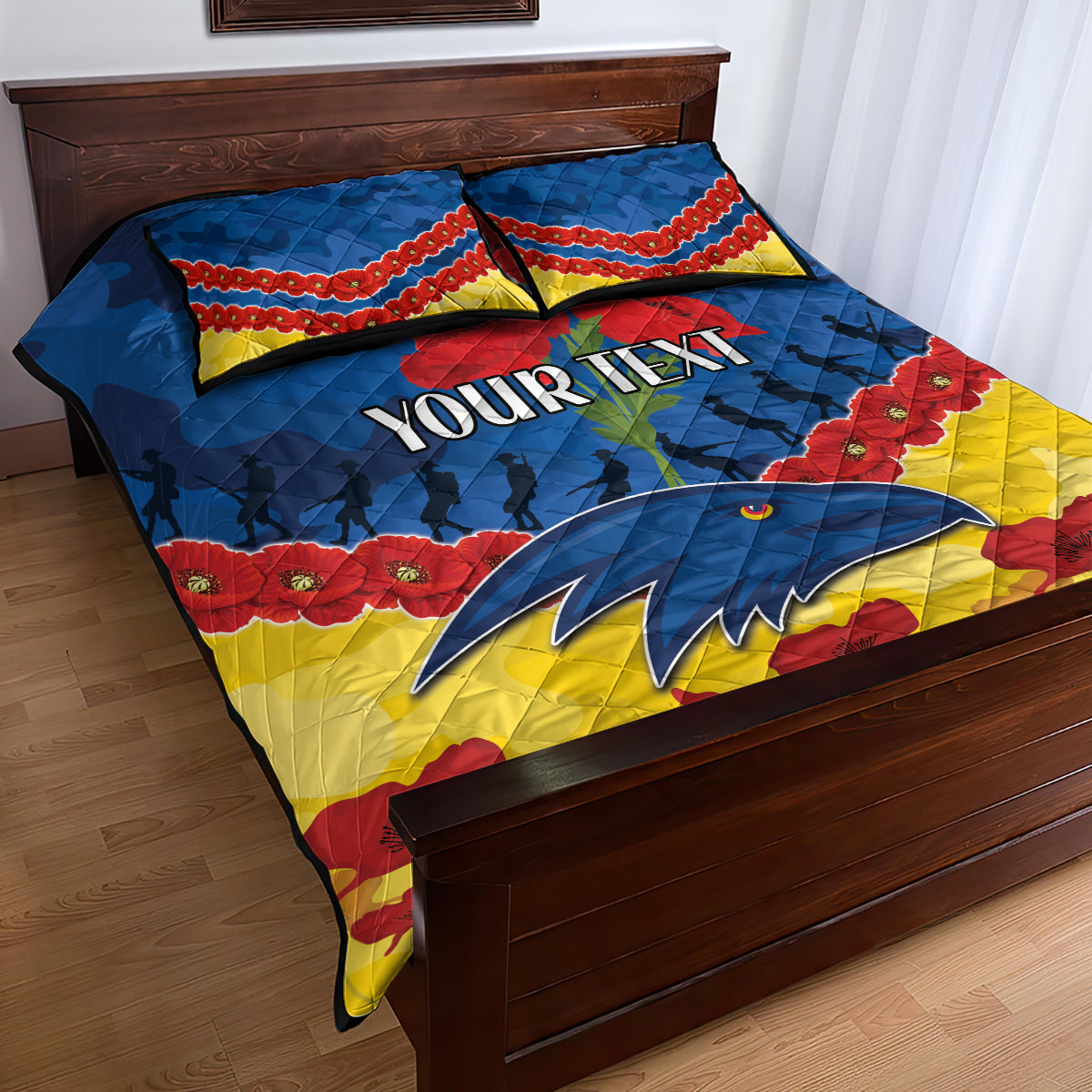 Custom Adelaide Crows Football Quilt Bed Set ANZAC Lest We Forget