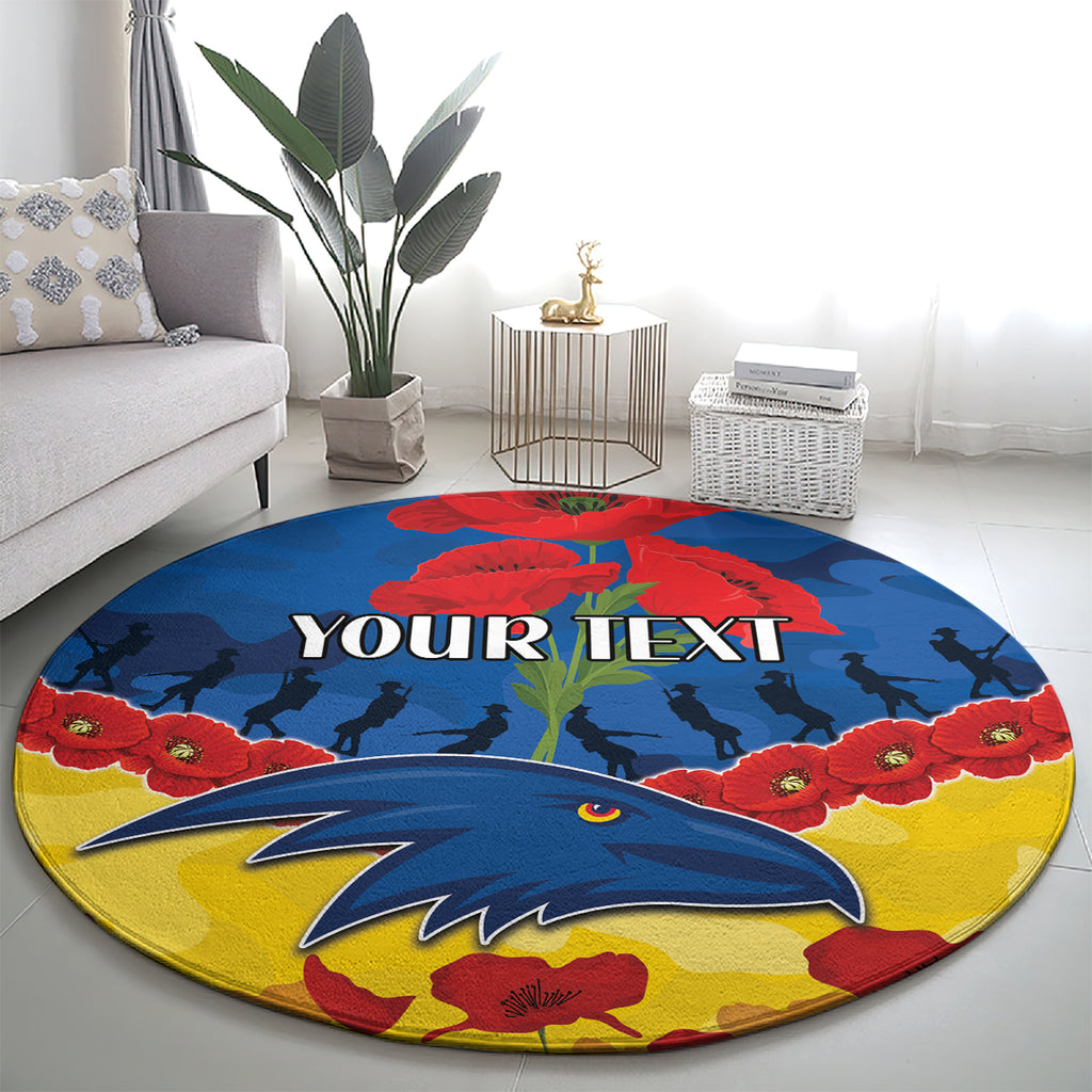 Custom Adelaide Crows Football Round Carpet ANZAC Lest We Forget