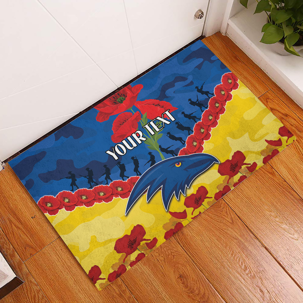Custom Adelaide Crows Football Rubber Doormat ANZAC Lest We Forget