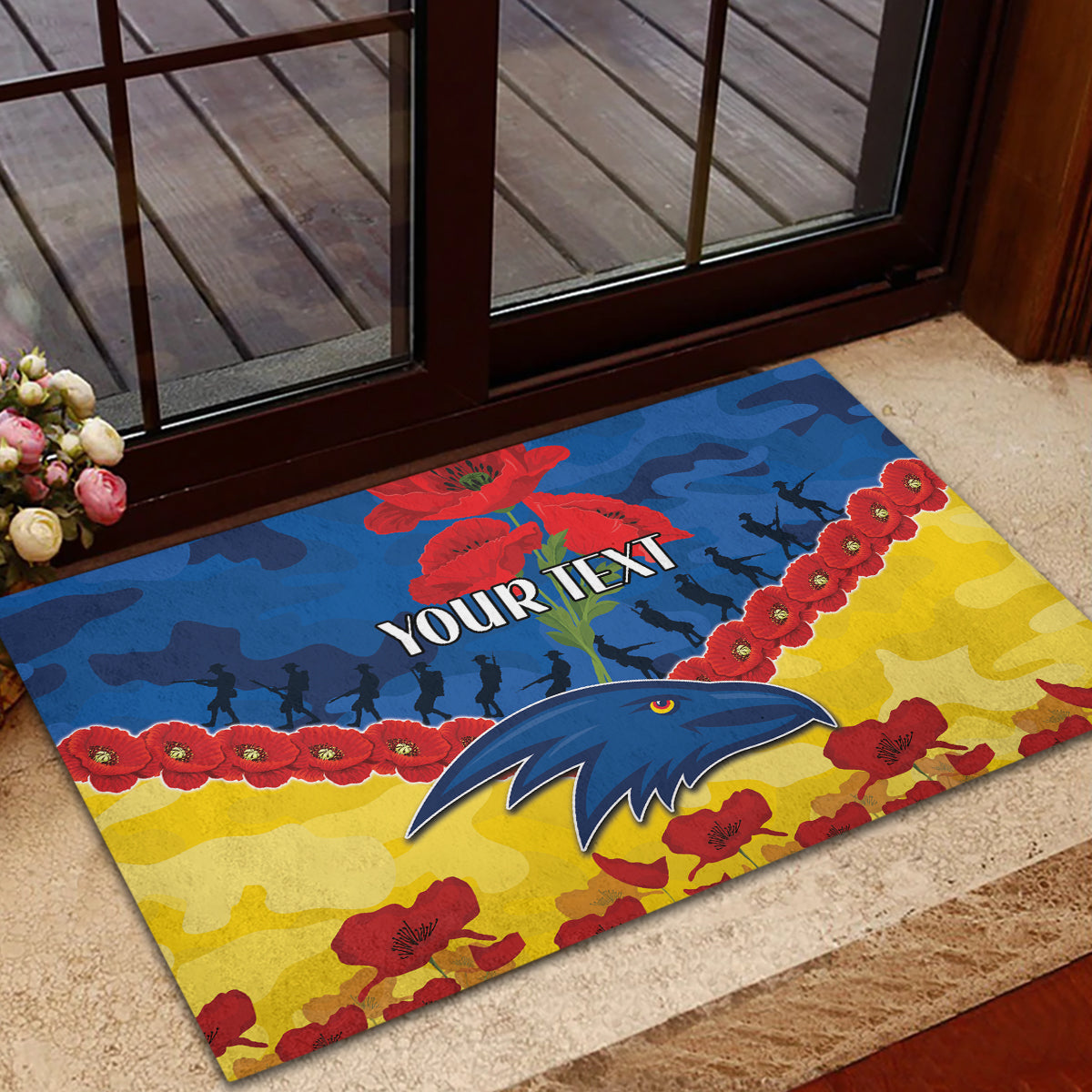 Custom Adelaide Crows Football Rubber Doormat ANZAC Lest We Forget