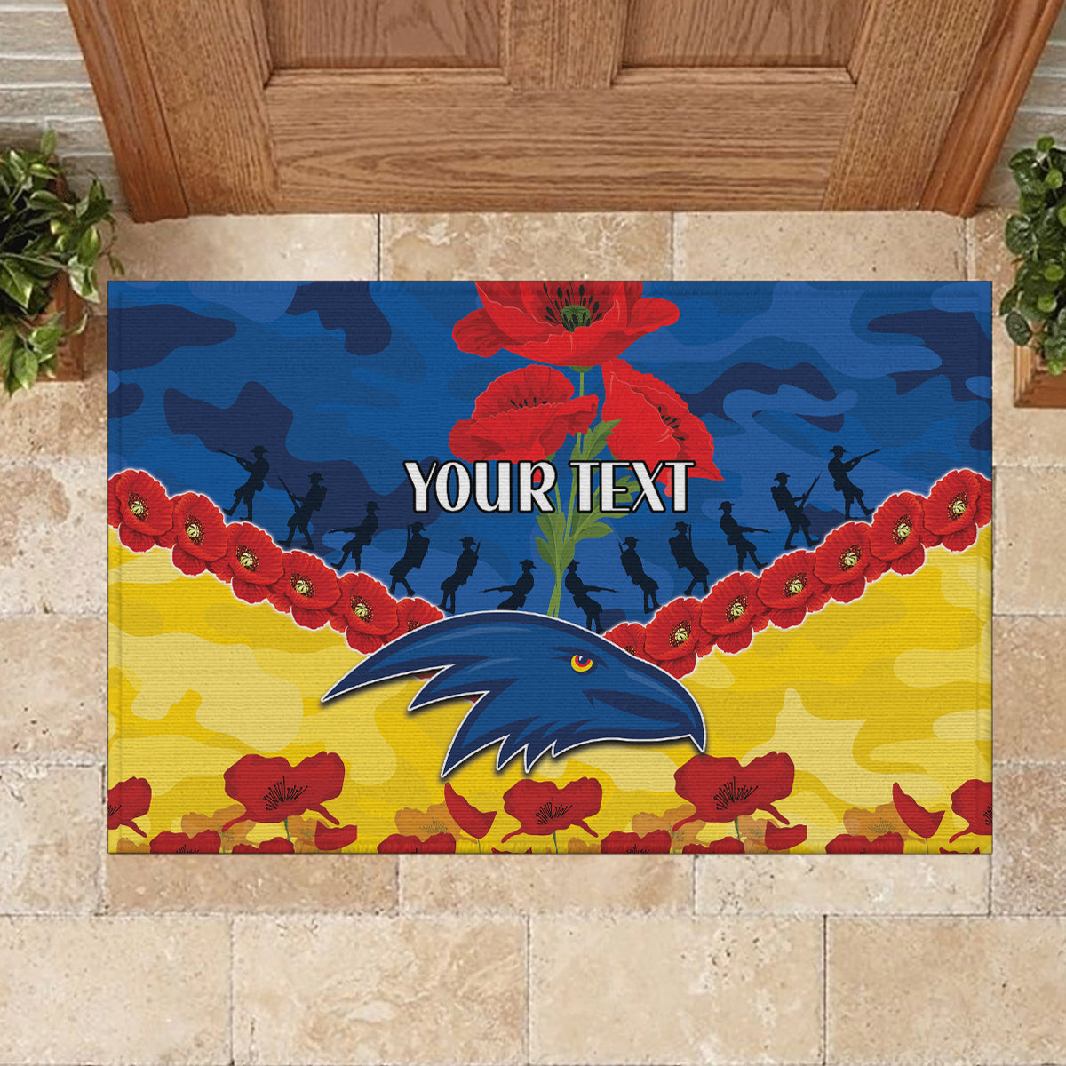 Custom Adelaide Crows Football Rubber Doormat ANZAC Lest We Forget