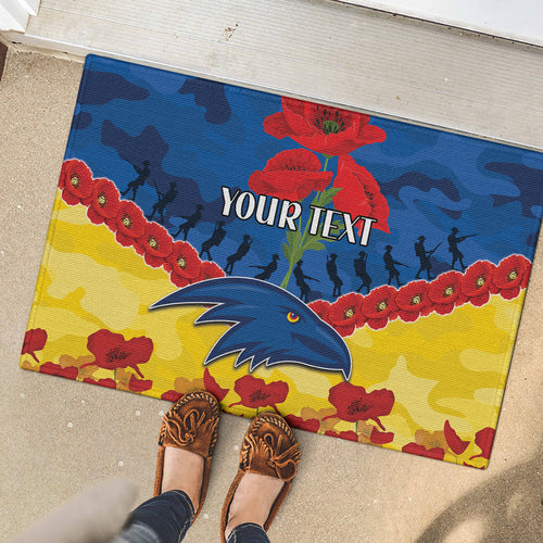 Custom Adelaide Crows Football Rubber Doormat ANZAC Lest We Forget