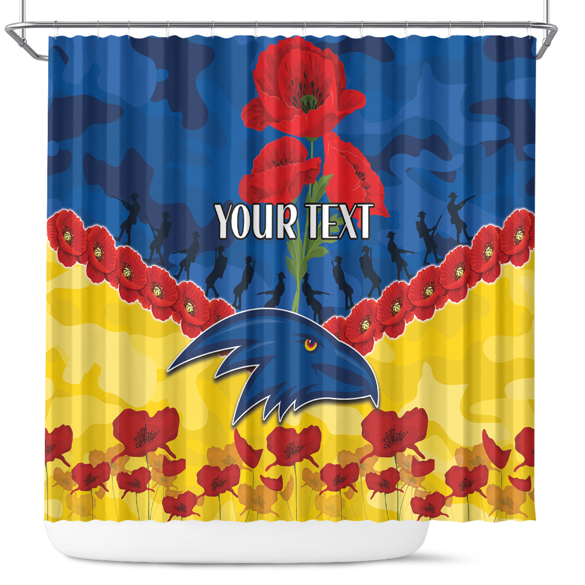 Custom Adelaide Crows Football Shower Curtain ANZAC Lest We Forget