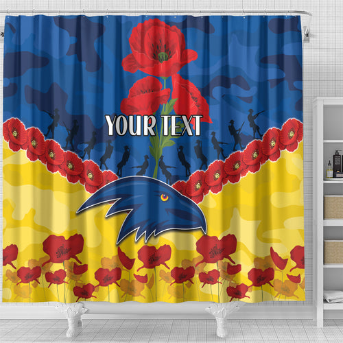 Custom Adelaide Crows Football Shower Curtain ANZAC Lest We Forget