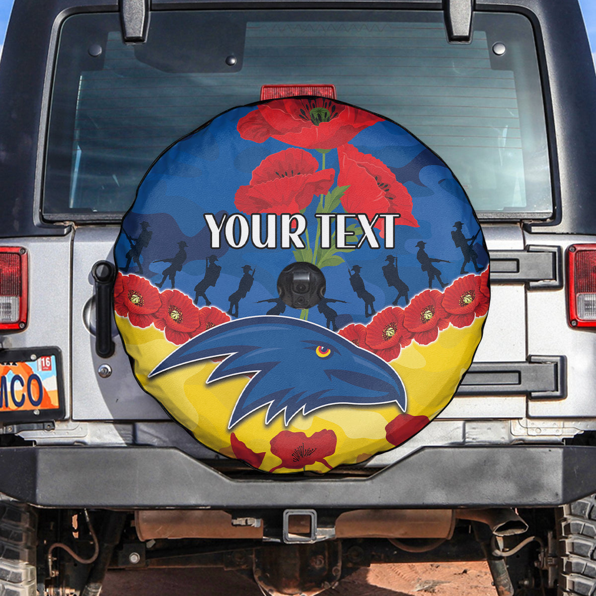 Custom Adelaide Crows Football Spare Tire Cover ANZAC Lest We Forget
