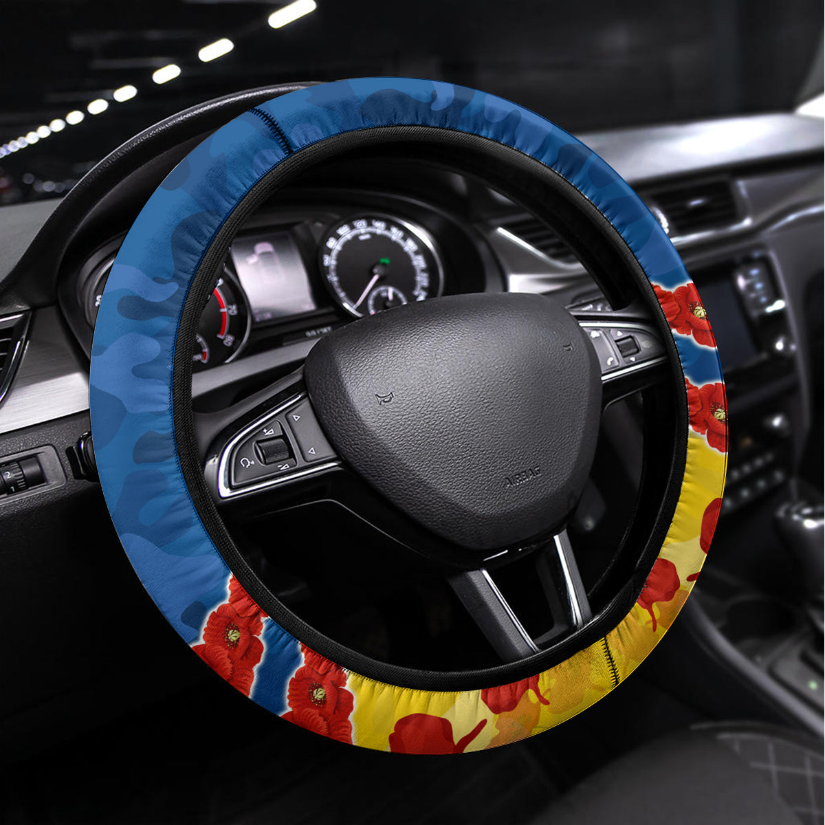 Custom Adelaide Crows Football Steering Wheel Cover ANZAC Lest We Forget