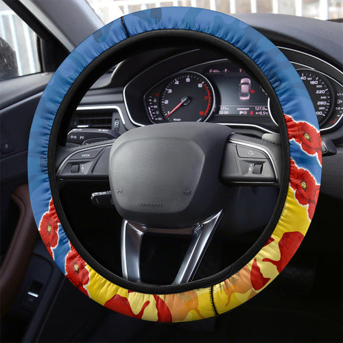 Custom Adelaide Crows Football Steering Wheel Cover ANZAC Lest We Forget