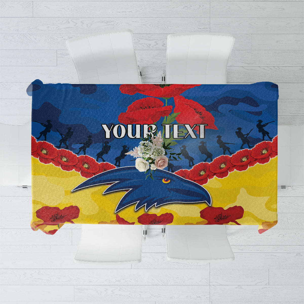 Custom Adelaide Crows Football Tablecloth ANZAC Lest We Forget