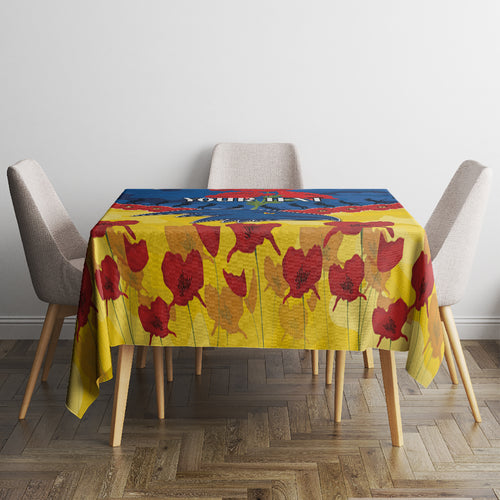 Custom Adelaide Crows Football Tablecloth ANZAC Lest We Forget