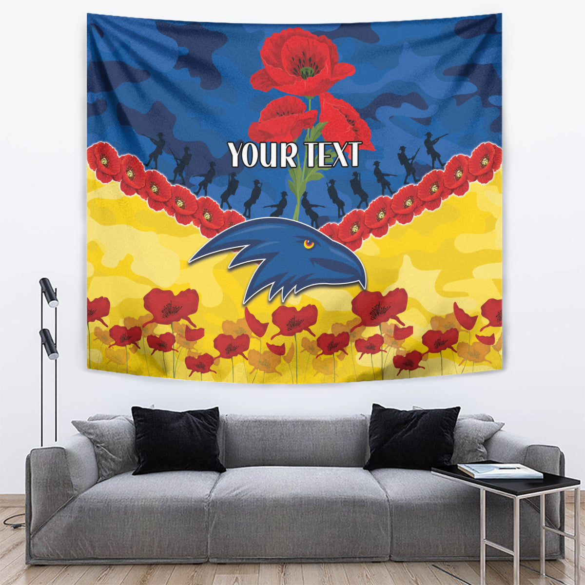 Custom Adelaide Crows Football Tapestry ANZAC Lest We Forget