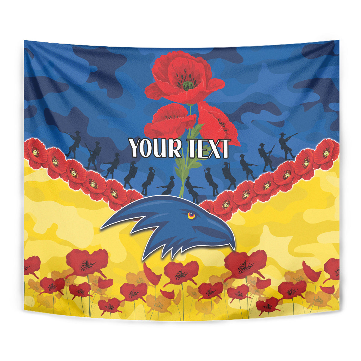 Custom Adelaide Crows Football Tapestry ANZAC Lest We Forget