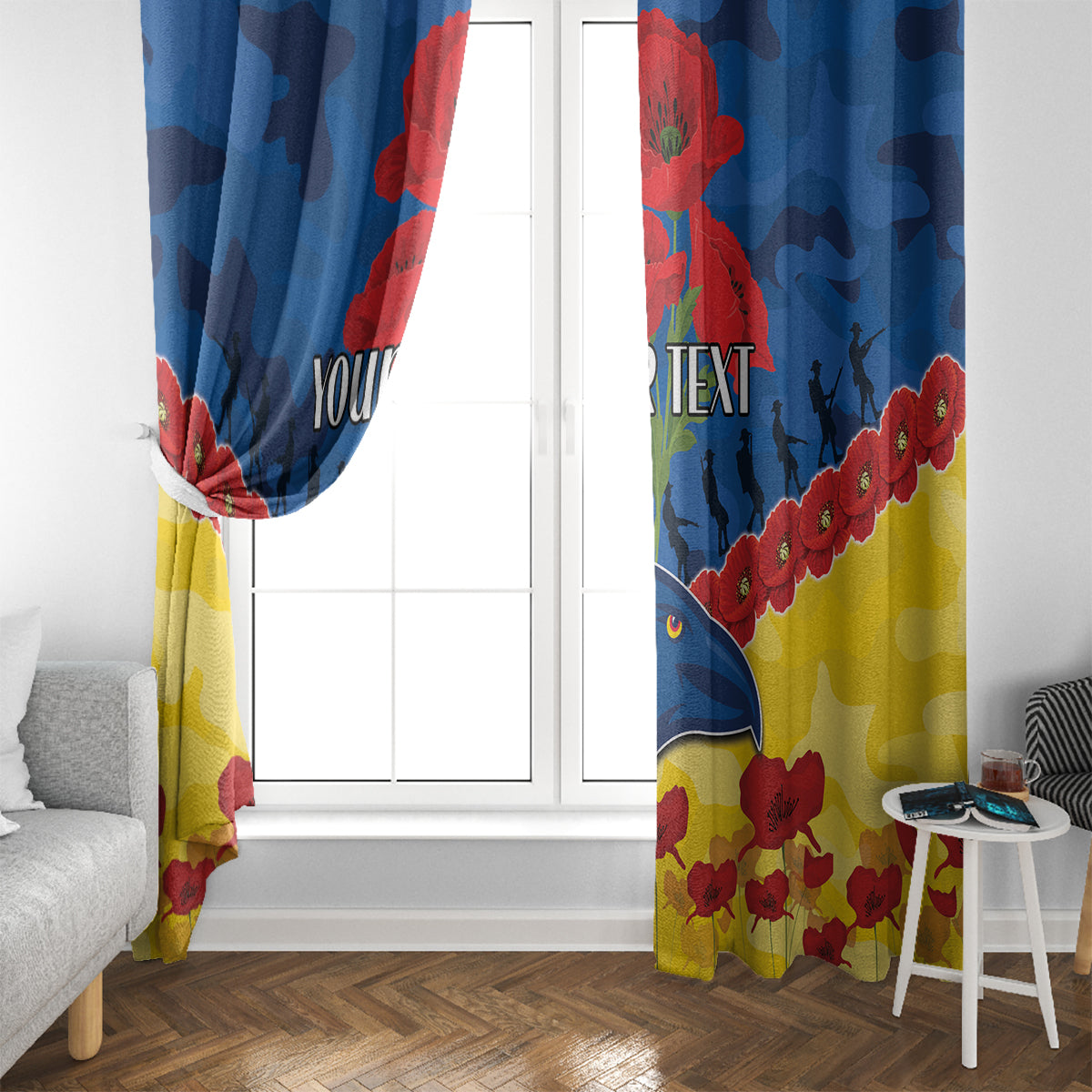 Custom Adelaide Crows Football Window Curtain ANZAC Lest We Forget