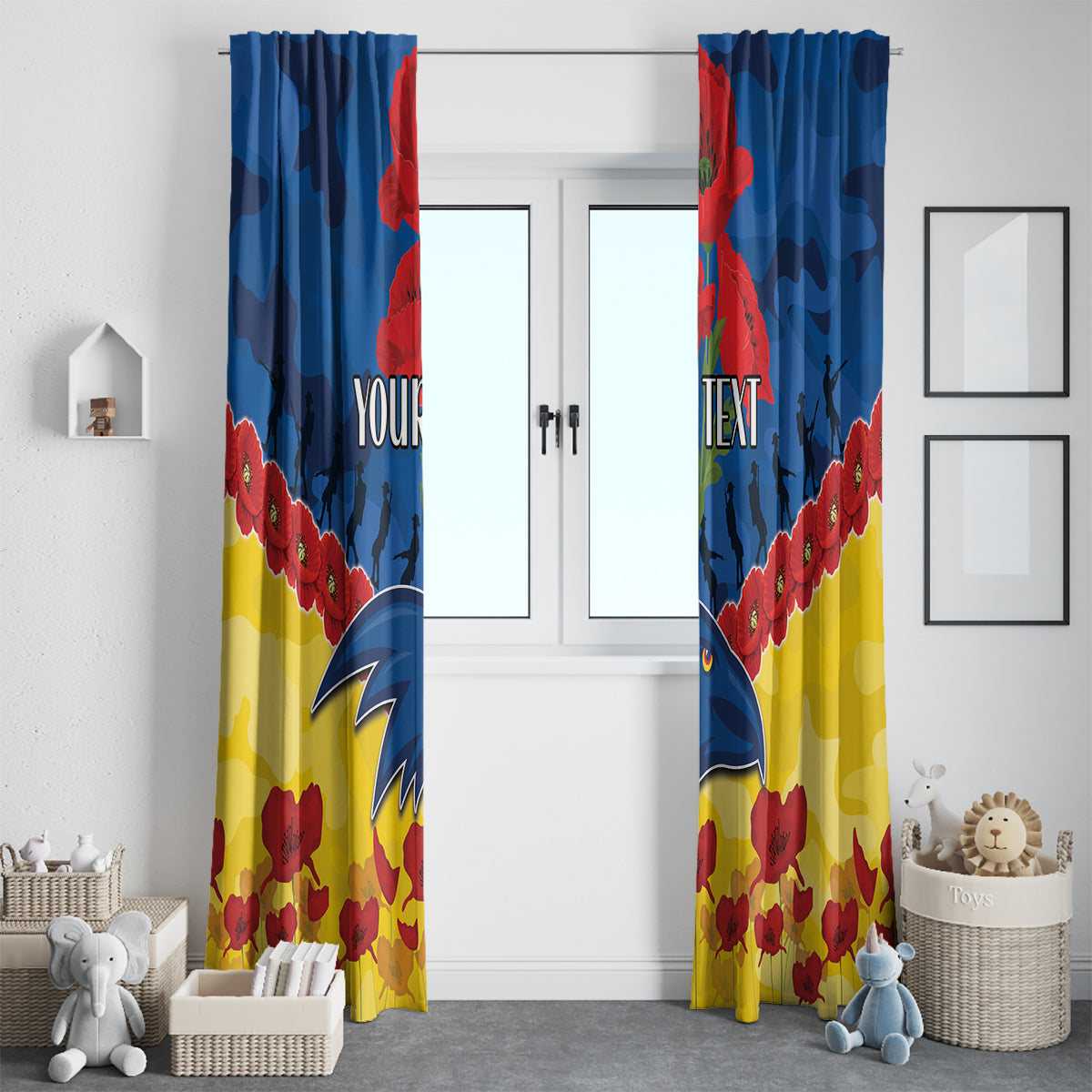 Custom Adelaide Crows Football Window Curtain ANZAC Lest We Forget