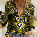 (Custom Personalised) Richmond Tigers Football Women Casual Shirt Boomerang Indigenous Dots LT9
